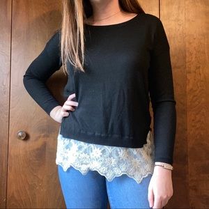 Lace-Trim Sweater